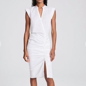Veronica beard ruched shirt dress white dress